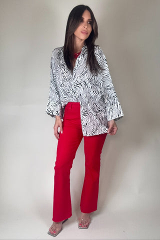 Zebra Print Button Down Top - Born To Glam