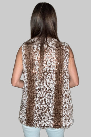 Leopard Faux Fur Satin Lined Vest - Born To Glam