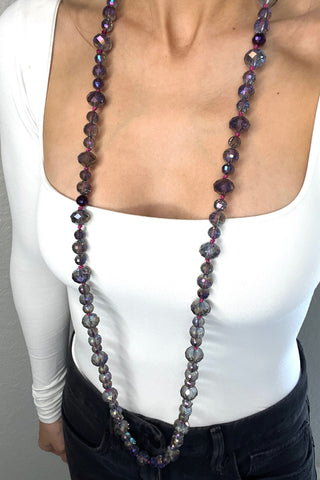 Crystal Rondelle Long Necklace - Born To Glam