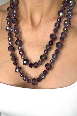 Crystal Rondelle Long Necklace - Born To Glam