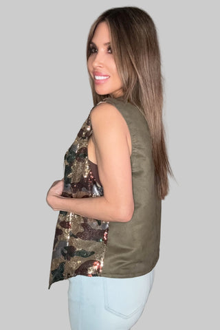 Sequin Camo Vest - Born To Glam