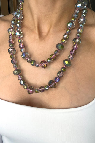 Crystal Rondelle Long Necklace - Born To Glam