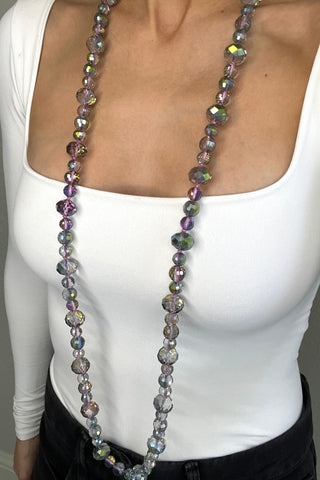 Crystal Rondelle Long Necklace - Born To Glam