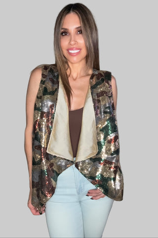 Sequin Camo Vest - Born To Glam