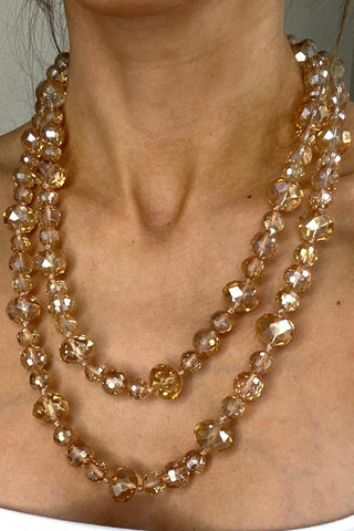 Crystal Rondelle Long Necklace - Born To Glam
