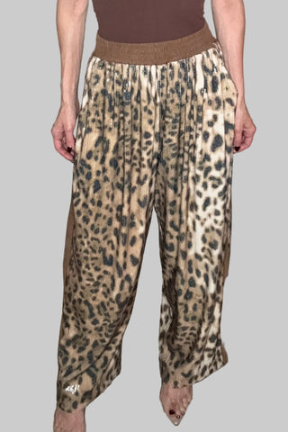 Leopard Sequin Faux Seude Waistband Barrel Pants - Born To Glam