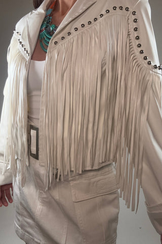 Silver Studded Fringe Jacket - Born To Glam