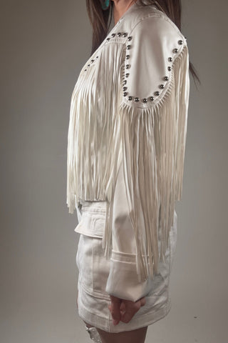 Silver Studded Fringe Jacket - Born To Glam