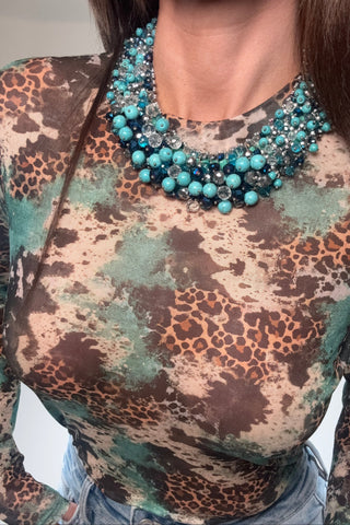 Harper Teal Statement Necklace - Born To Glam