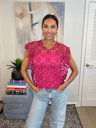 Pink Floral Statement Appliqué Top - Born To Glam