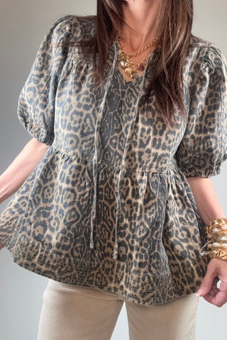 Puff Sleeve Leopard Print Top - Born To Glam