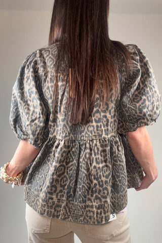 Puff Sleeve Leopard Print Top - Born To Glam