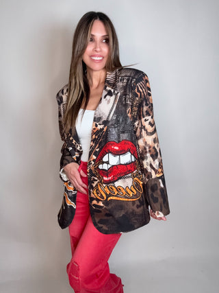 Sun Kiss Queen One Size Graphic Blazer - Born To Glam