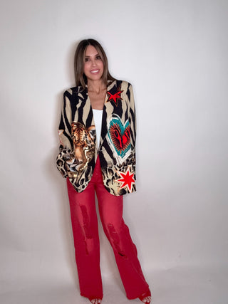 Leopard Heart One Size Graphic Blazer - Born To Glam