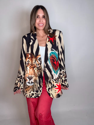 Leopard Heart One Size Graphic Blazer - Born To Glam