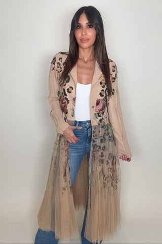 Leopard Rose Cardigan Blazer - Born To Glam