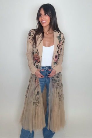 Leopard Rose Cardigan Blazer - Born To Glam