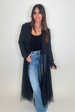 Black Mesh Cardigan Blazer - Born To Glam