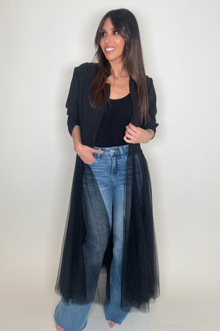 Black Mesh Cardigan Blazer - Born To Glam