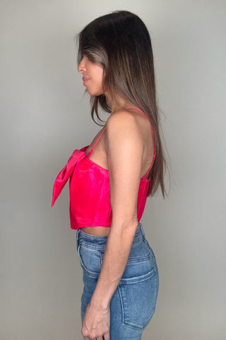 Sleeveless Big Bow Corset Detail Top - Born To Glam