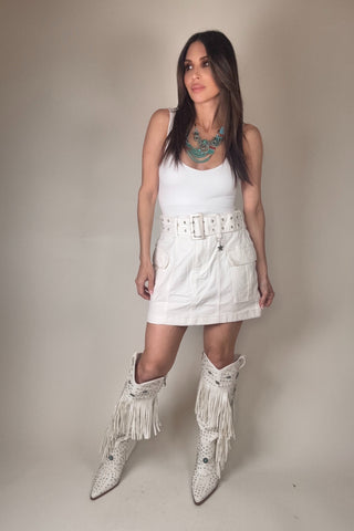 Cargo Belted Buckle Utility Pocket Mini Skirt - Born To Glam