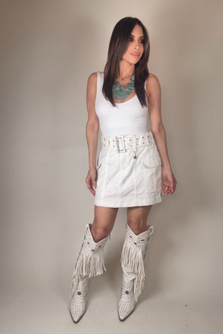 Cargo Belted Buckle Utility Pocket Mini Skirt - Born To Glam