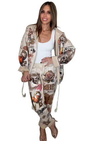 Miss Love Metallic Sweat Pants - Born To Glam