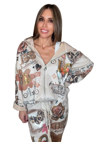 Miss Love Metallic Hoodie Jacket - Born To Glam