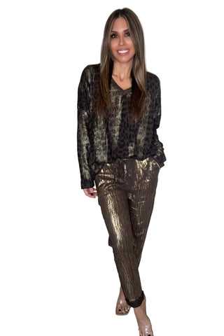 Brown Metallic Glam Jogger - Born To Glam