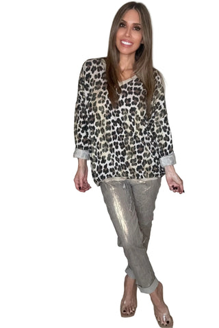 Taupe Brushed Metallic Glam Jogger - Born To Glam