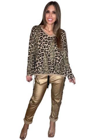 Golden Side Tie Metallic Glam Jogger - Born To Glam