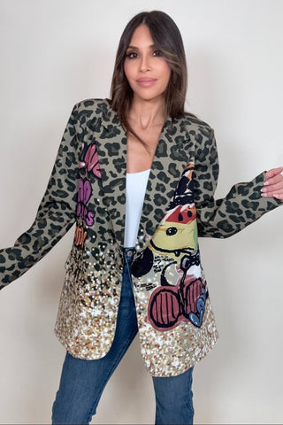Gold Snoopy Leopard Print Blazer - Born To Glam