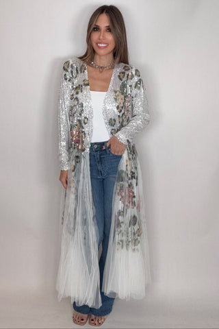 Rose Leopard Sequin Duster
