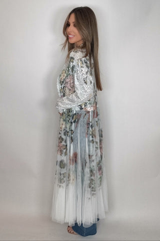 Rose Leopard Sequin Duster