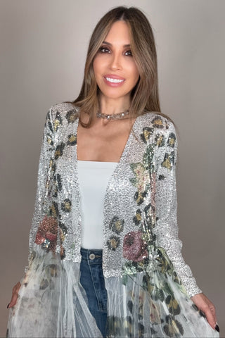 Rose Leopard Sequin Duster