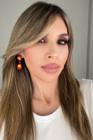 Teardrop Multicolor Gemstone Crystal Sterling Silver Double Drop Earrings - Born To Glam