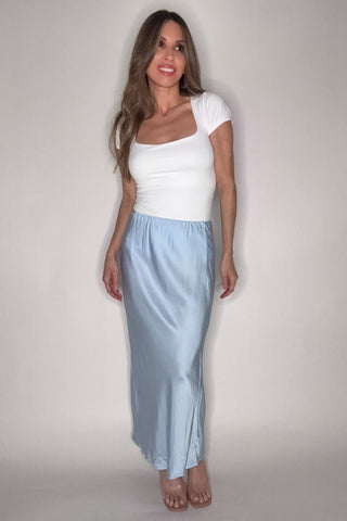 Flowy Elastic Waist Midi Skirt