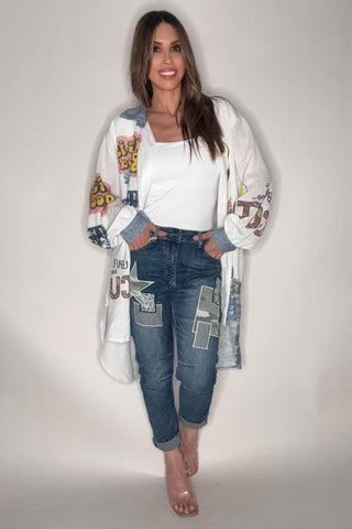 Life Is Good Graphic Oversized Shirt Dress - Born To Glam