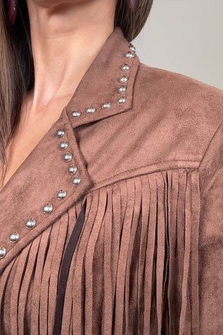 Chocolate Fringe Stud Jacket - Born To Glam