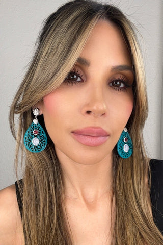 Teal Gemstone Teardrop Sterling Silver Earring - Born To Glam