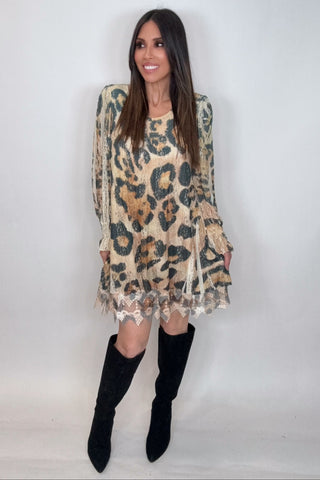 Leopard Lined All Lace Tunic Top - Born To Glam