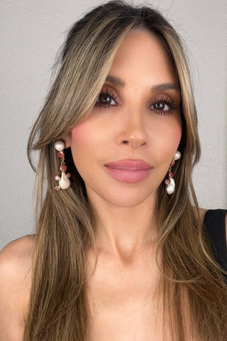 Pink Quartz & Pearl Sterling Silver Earring - Born To Glam