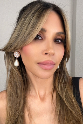 Gold Pearl Crystal Sterling Silver Earring - Born To Glam