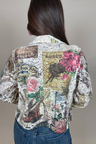 Lace Floral Sequin Crop Jacket - Born To Glam