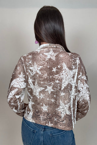 Tan Star Lace Cropped Jacket - Born To Glam