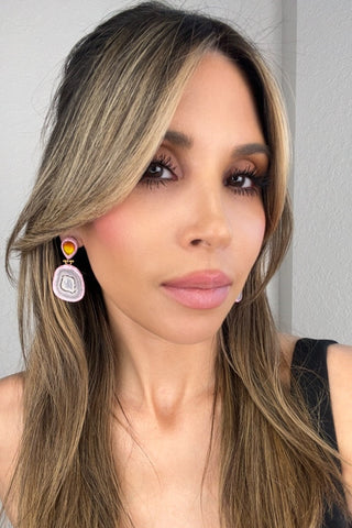 Pink Crystal Agate Sterling Silver Earring - Born To Glam