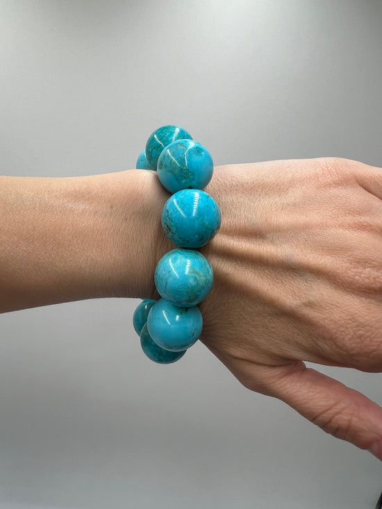 Turquoise 20mm Howlite Stretch Bracelet - Born To Glam