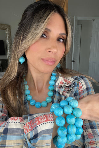 Turquoise 20mm Howlite Stretch Bracelet - Born To Glam