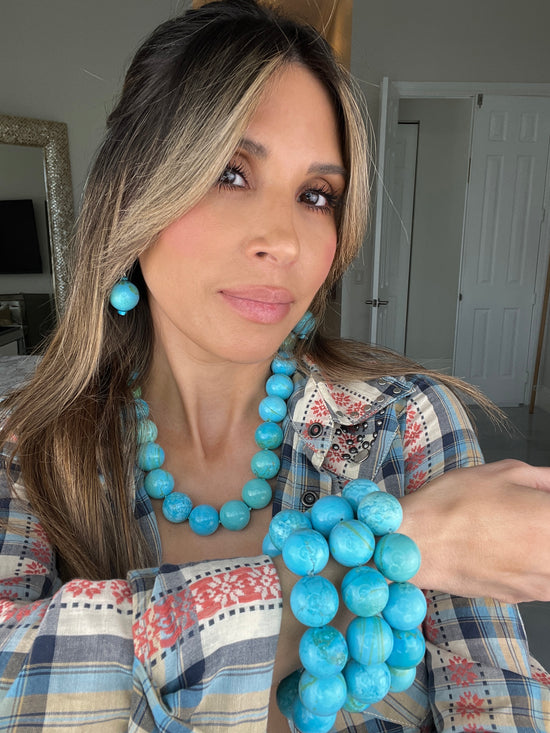 Turquoise 20mm Howlite Stretch Bracelet