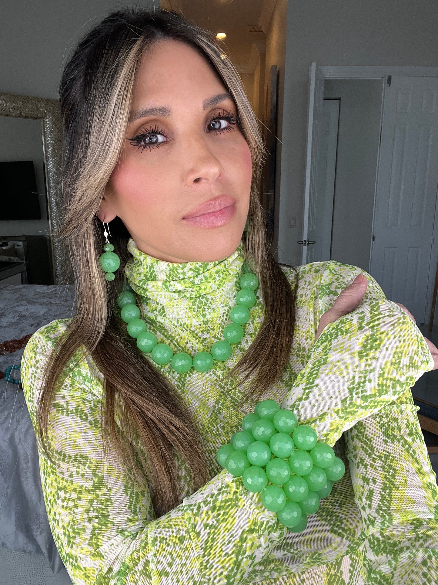 Lime Green Quartz Stretch Bracelet